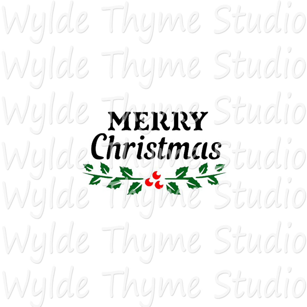 Merry Christmas Holly Stencil – Wylde Thyme Studio merry-christmas-holly-stencil-wylde-thyme-studio