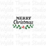 Merry Christmas Holly Stencil