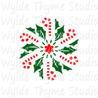 Candy Cane Holly Stencil