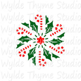 Candy Cane Holly Stencil