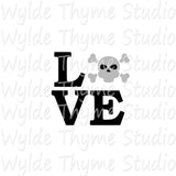 Love Word Skull Stencil