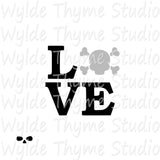 Love Word Skull Stencil