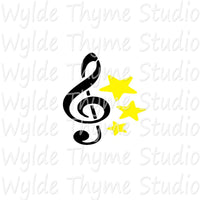 Music Note & Stars Stencil