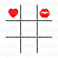 Tic Tac Toe Hearts & Lips Stencil